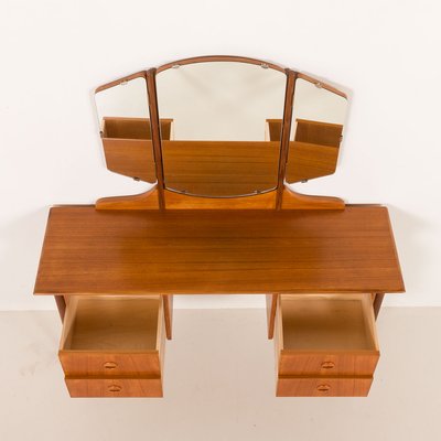 dressing table scandinavian design Compact Mango Wood Dressing Table With Mirror and Hidden Storage Scandinavian Style