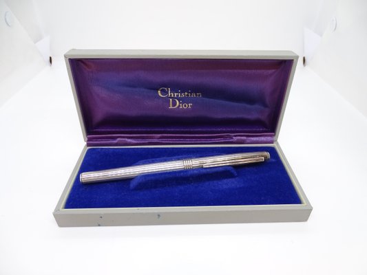 Grooved Ballpoint Pen in Silver-Plated Metal from Dior, 1970s for