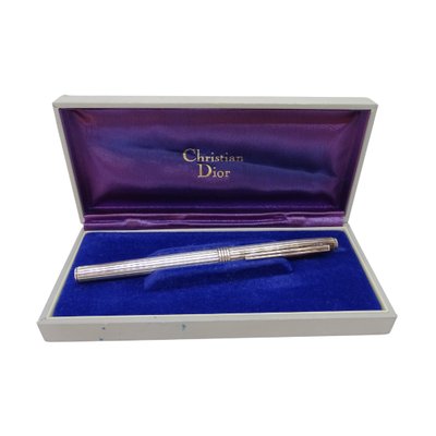 Grooved Ballpoint Pen in Silver-Plated Metal from Dior, 1970s for