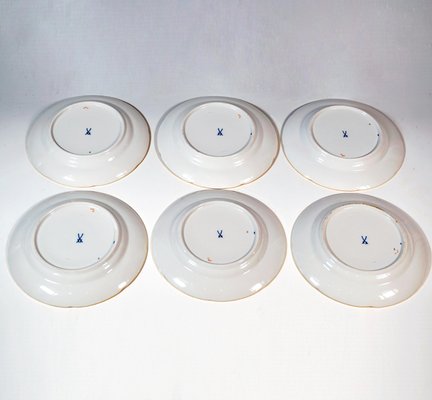 Meissen B-Shape Coffee Service for 6 with Purple, Gilt and Flower