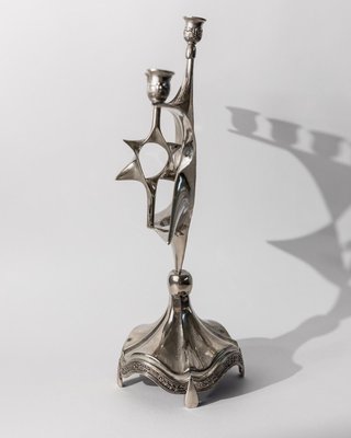 Ménorah Hanoukka Plaqué Argent 9 Branches | Bougeoir Juif Traditionnel, Ne Ternit Pas | Cadeau Pour Célébrations (21 X 24 X 9 Cm) - 6
