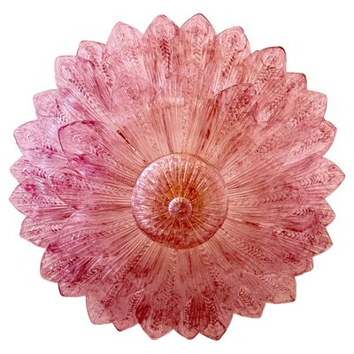Pink Amethyst Murano Glas Leaf Deckenlampe, 1990