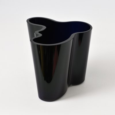 Dark Blue Savoy Vase in Glass by Alvar Aalto for Iittala, 1980s