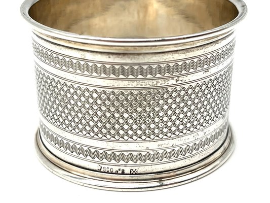 ROND DE SERVIETTE en argent massif MINERVE décor LOUIS XVI panier de