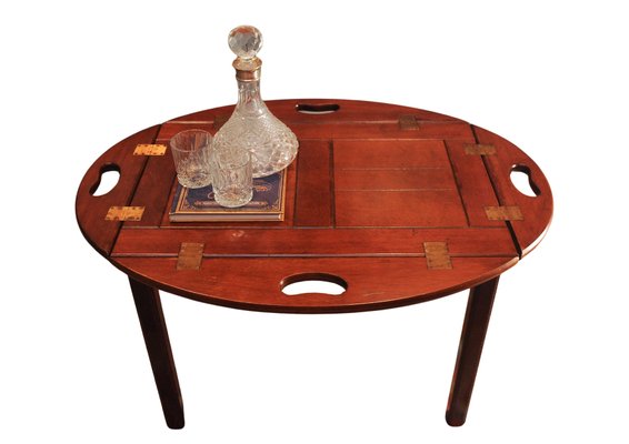 Viktorianischer Military Campaign Butlers Tabletttisch aus Mahagoni & Messing, 2er Set bei Pamono kaufen
