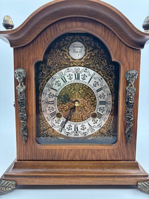 Vintage Tempus Fugit Table Clock in Wooden Case with Brass Details