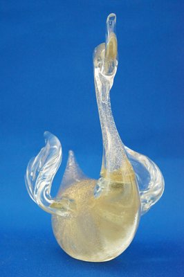 20th Century Murano Blown Glass Swan Sculpture in Gold Aventurine