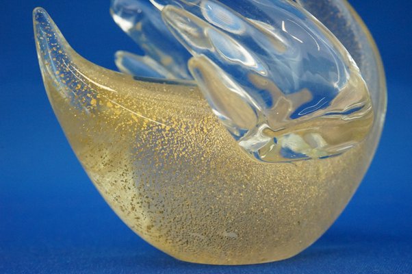 20th Century Murano Blown Glass Swan Sculpture in Gold Aventurine