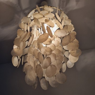 Mid-Century Modern Fun 1DM Shell Chandelier by Verner Panton for