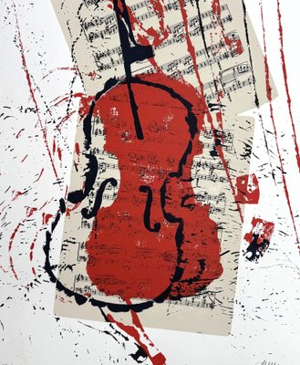 Arman, Violin and Score, Lithograph for sale at Pamono