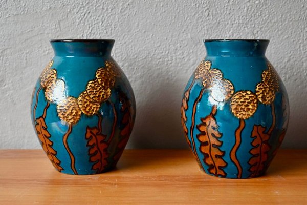 Large Art Deco Vases by Emile Simonod, 1940, Set of 2