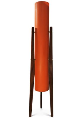 Mid-Century Modern Rocket Floor Lamp with Tripod Teak Frame by