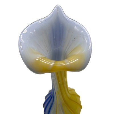 Yellow and Blue Murano Glass Flower Vase, Italy, 1960s for sale at