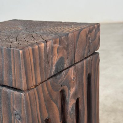 Yakisugi Charred Cedar Side Table or Stool for sale at Pamono
