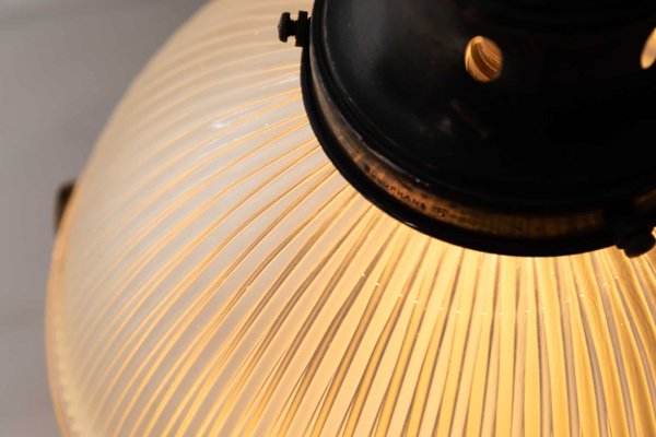 Holophane USA Reflector-Refractor Glass Pendant Light, 1920s for