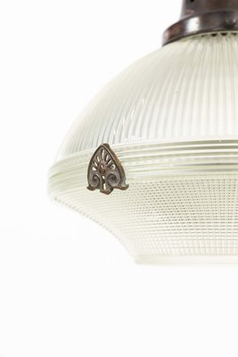 Holophane USA Reflector-Refractor Glass Pendant Light, 1920s for