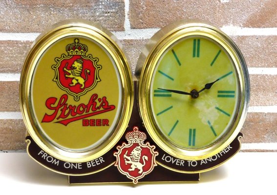 Stroh's Beer Sign with Clock, USA, 1985 for sale at Pamono