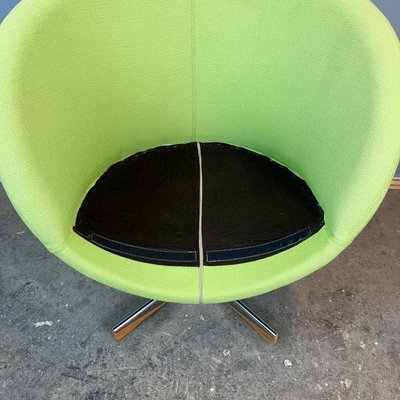 Mid-Century Planet Lounge Chair in Chrome and Lime Green Fabric