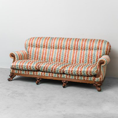 Vintage Three-Seater Sofa in Multi-Colored Striped Fabric, 1950s