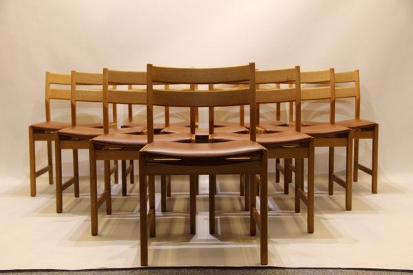 Vintage Danish Dining Chairs In Oak And Brown Leather By Kurt Vintage Danish Dining Chairs in Oak and Brown Leather by Kurt Østervig for KP Mølber, - Vintage Danish Dining Chairs In Oak And Brown Leather By Kurt