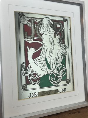 art nouveau job cigarettes Vintage Art Nouveau Mirror with Job Cigarettes Advertising by Alphonse  Mucha, 1970s for sale at Pamono