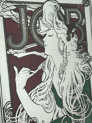 job cigarettes mirror RARE Alphonse Mucha Pub Advertisement Hand Made in England Vintage Art Nouveau Mirror with