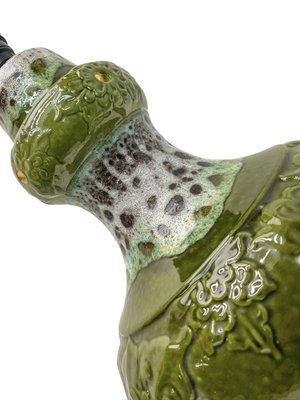 West German Green Fat Lava Ceramic Table Lamp, 1960s for sale at