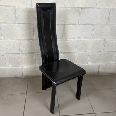 Cattelan Italia アリス チェア 4脚 デザイナーズ ハイバック Modern Alice High Back Chair in Black Leather from Cattelan Italia