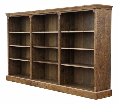 Large Vintage 20th Century Adjustable Oak Open Bookcase, 1920s for