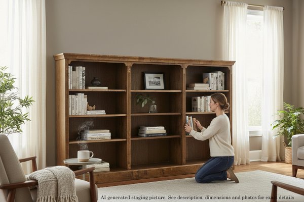Large Vintage 20th Century Adjustable Oak Open Bookcase, 1920s for