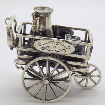 Vintage Italian Handmade Sterling Silver 925 Street Cart Figurine