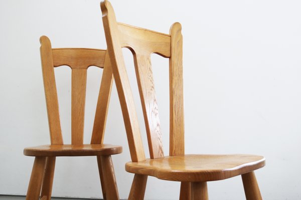Vintage Brutalist Oak Chairs by De Puydt, 1960s, Set of 6 for sale