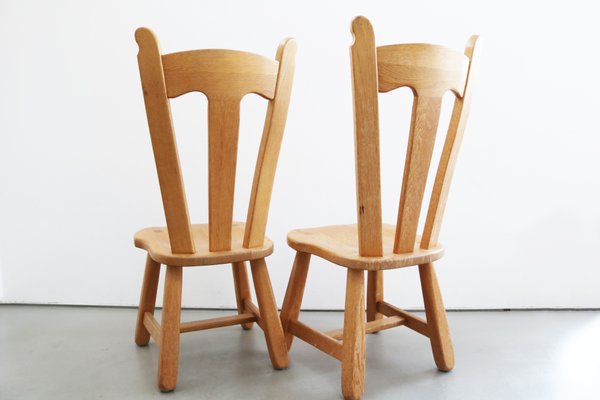 De Puydt チェア Vintage Brutalist Oak Chairs by De Puydt, 1960s, Set of 6 for sale