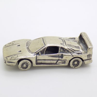 Vintage Italian Handmade Silver F40 Ferrari Sport Car Figurine