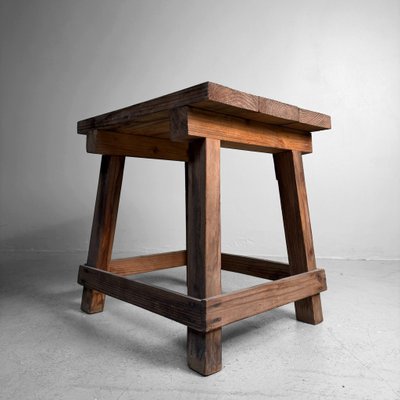 Vintage Japanese Wooden Mingei Stool, 1920s for sale at Pamono