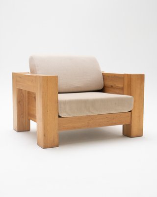 Mid-Century Modern Armchair in Oak, Italy, 1970s for sale at Pamono