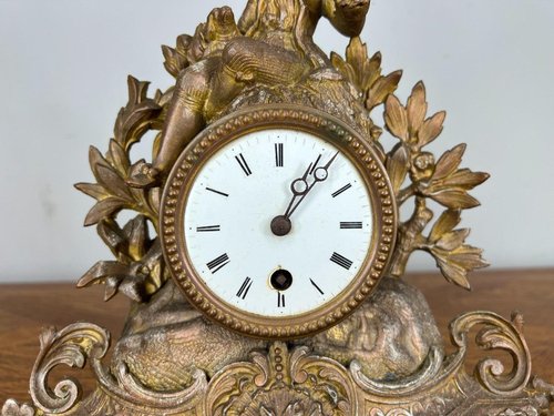 Vintage French Style Mantel Clock with Matching Candelabras, Set