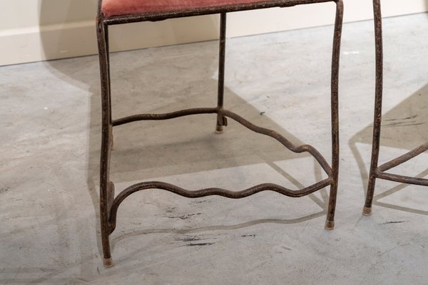 Vintage Surrealist French Iron Chairs, 1980s, Set of 6 for sale at