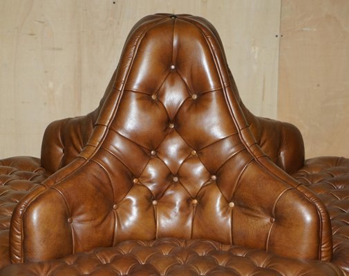 Canapé Chesterfield Cuir Vert – Vintage Anglais, 200 Cm, Fabrication UK