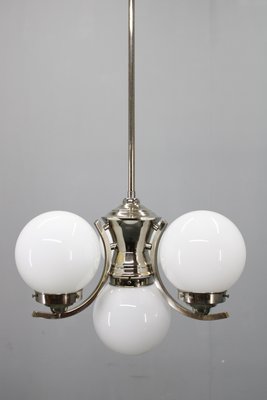Suspension Vintage Verre Blanc Et Chrome - Dôme 30cm Domec France Occasion