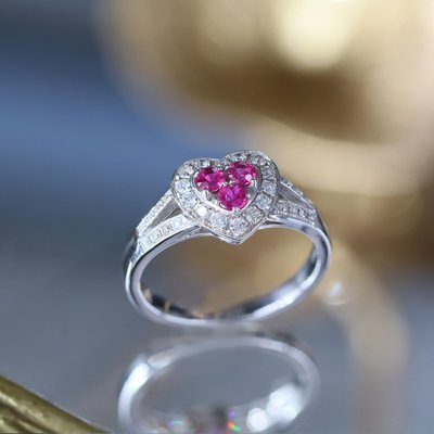 Bague Coeur Or 18 Carats Avec Diamants - 0.15 Carat, 1.97g, Taille 51, Style Cocktail, Occasion Très Bon état