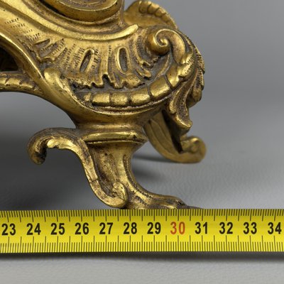 Antique Louis XV Rococo Quartz Gilded Brass Mantel Clock, 1900s