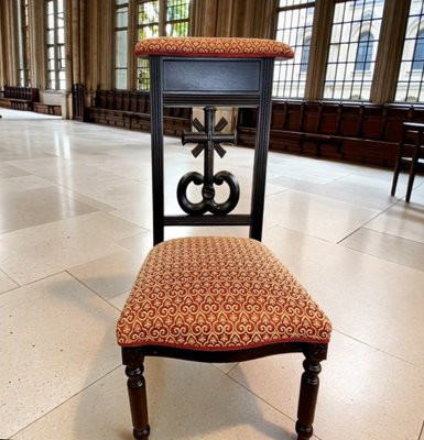 Antique French Prie-Dieu Prayer Chair with Carved Cross, 1890s for