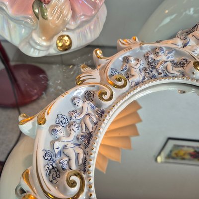 Mid-Century Porcelain Mirror from Capodimonte, Italy, 1960s for