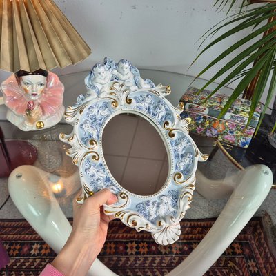 Mid-Century Porcelain Mirror from Capodimonte, Italy, 1960s for