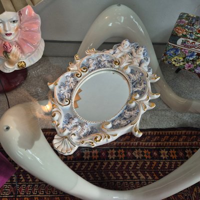 Mid-Century Porcelain Mirror from Capodimonte, Italy, 1960s for