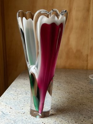 工芸品 Swedish Flygsfors art glass Coquille Coquille Vase in Art Glass from Flygsfors, Sweden, 1950s-1960s for
