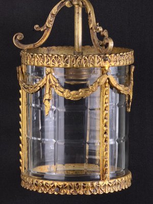 Antique French Louis XVI Style Gilt Bronze Hanging Lantern with