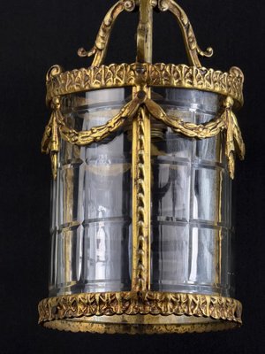 Antique French Louis XVI Style Gilt Bronze Hanging Lantern with