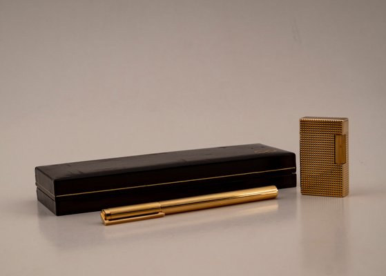 Plume S.T. Dupont En Or Massif 18 Carats - Bloc Plume Métal Plaqué Or, Occasion